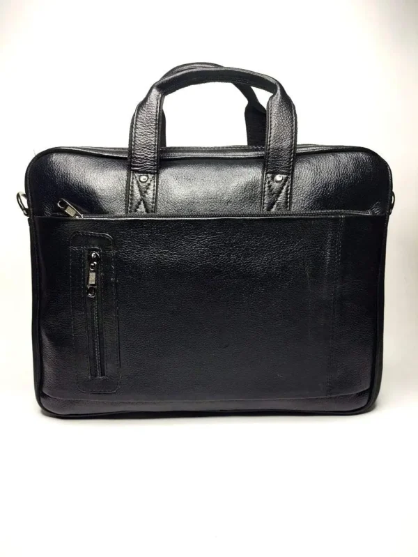 NW Black leather office bag