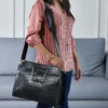 Lisa croc pattern leather black office bag
