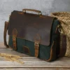 Squalo vintage canvas leather laptop bag