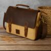 Beige canvas laptop Beige canvas leather bag