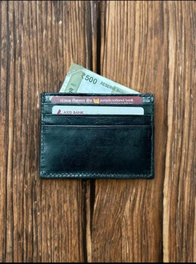 Black leather card holder Dan black leather card holder