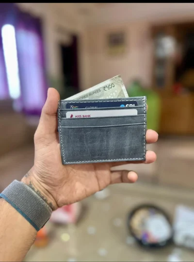 Dan ash blue leather card holder